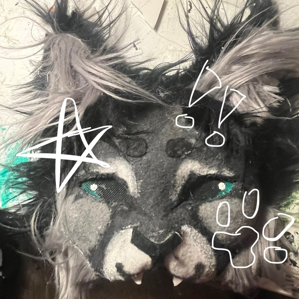 Gray therian cat animal mask